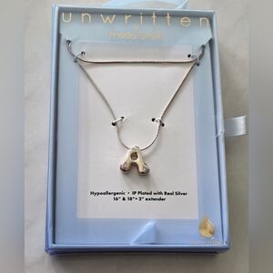 Unwritten Women Silver Letter A Name Initial Necklace New